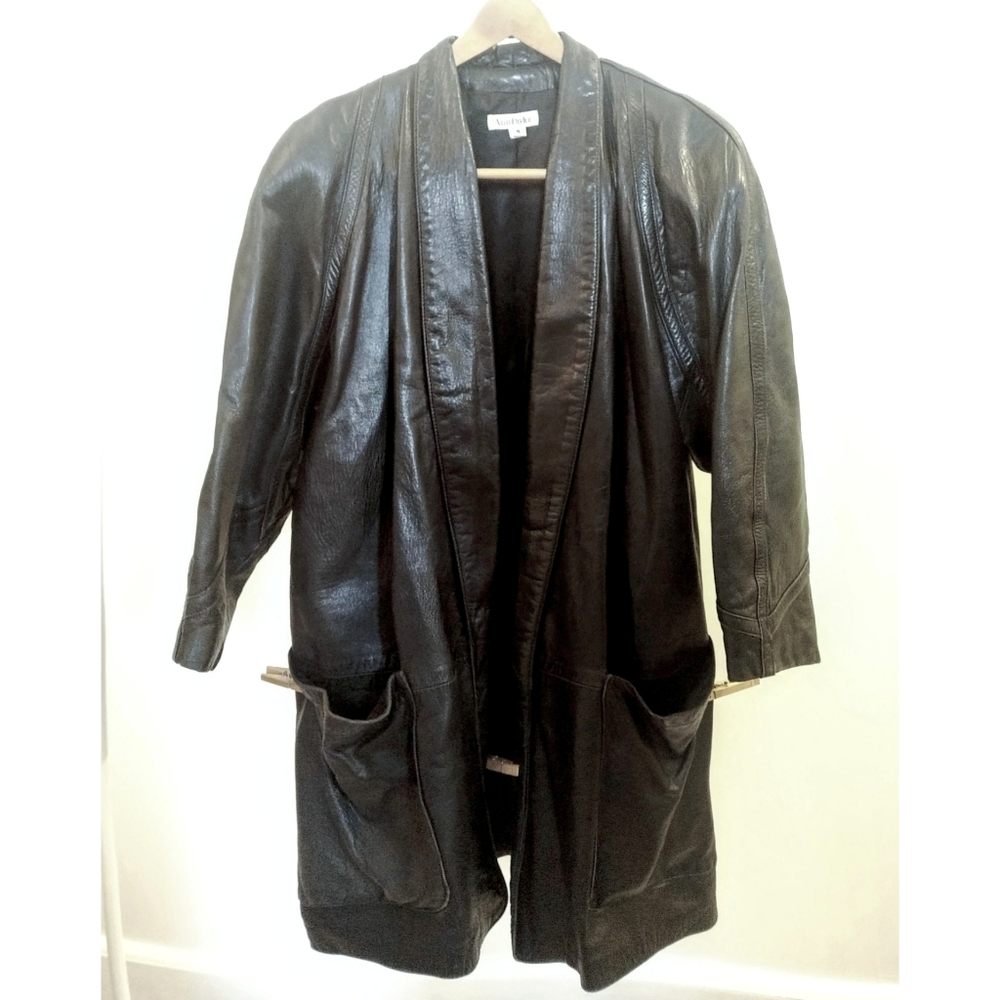 VTG 90s Oversize Leather Coat Ann Taylor